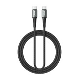 USB-C - USB-C kábel 2m 60W gyorstöltő töltőkábel fekete fonott, BWOO X288C-C-2M