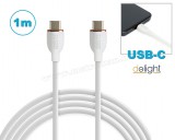 USB-C - USB-C telefontöltő és adatkábel Delight M55554WH-1