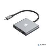 USB elosztó-HUB, 3 port, USB 3.0, AVAX "HB9031 Prime", fekete-alumínium