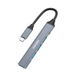 USB elosztó Type-C csatlakozóval (1xUSB 3.0, 3xUSB 2.0) Kakusiga KSC-752 fekete-szürke