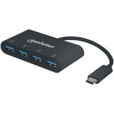 USB elosztó UB 4 port USB 3.1 MANHATTAN "SuperSpeed USB 3.1 Type-C Hub" fekete (162746)