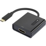 USB - HDMI átalakító adapter, 1x USB C dugó - 1x HDMI aljzat, aranyozott, fekete, Renkforce (RF-4472892)