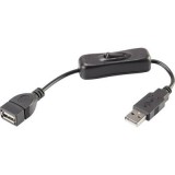 USB hosszabbítókábel kapcsolóval, 1x USB 2.0 dugó A - 1x USB 2.0 alj A, 0,25 m, fekete, aranyozott, Renkforce (RF-3322982)