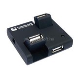 USB Hub - USB Hub 4 port (fekete; kihajtható csatlakozók; kábel) (SANDBERG_133-67)