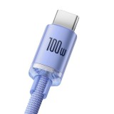 USB-kábel a USB-C Baseus Crystal Shine, 100W, 2m (ibolya)