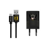 USB kábel DC - Batman 003 USB - micro USB adatkábel hálózati töltővel 1m fekete 1A