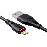 USB Lightning kábel Vipfan Anti-Break X01, 3A, 1m (fekete)