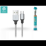 USB - micro USB adat- és töltőkábel 1 m-es vezetékkel - Devia Tube for Android USB 2.4A - silver/black (ST325427) - Adatkábel