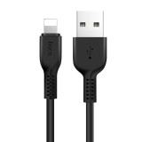 USB töltő- és adatkábel, Lightning, 200 cm, gyorstöltő, törésgátló, Hoco X20, fekete (RS83056) - Adatkábel