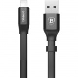 USB töltő- és adatkábel, Lightning, 23 cm, 2000 mA, lapos, Baseus Nimble, CALMBJ-B01, fekete (RS112768) - Adatkábel