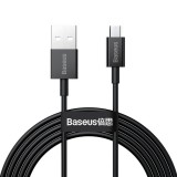 USB töltő- és adatkábel, microUSB, 200 cm, 2000 mA, törésgátlóval, gyorstöltés, Baseus Superior, CAMYS-A01, fekete (RS122045) - Adatkábel