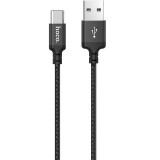 USB töltő- és adatkábel, USB Type-C, 100 cm, 3000 mA, törésgátlóval, cipőfűző minta, Hoco X14 Times Speed, fekete (RS92171) - Adatkábel
