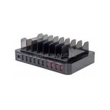 USB töltőállomás - 10 portos töltőállomás tabletek, mobiltelefonok számára (76W, 12A, QC2.0 funkció) (MANHATTAN_180009)