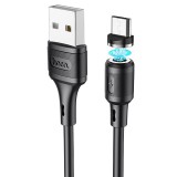 USB töltőkábel, microUSB, 100 cm, 2400 mA, mágneses, törésgátlóval, Hoco X52 Sereno, fekete (RS100658) - Adatkábel