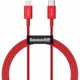 USB Type-C töltő- és adatkábel, Lightning, 100 cm, 20W, törésgátlóval, gyorstöltés, PD, Baseus Superior, CATLYS-A09, piros (RS122028) - Adatkábel