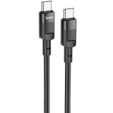 USB Type-C töltő- és adatkábel, USB Type-C, 120 cm, 5000 mA, 100W, törésgátlóval, gyorstöltés, PD, cipőfűző minta, Hoco U106 Moulder, fekete (RS121217) - Adatkábel