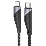 USB Type-C töltő- és adatkábel, USB Type-C, 150 cm, 3000 mA, 60W, törésgátlóval, gyorstöltés, cipőfűző minta, Hoco U95 Freeway, fekete (RS122165) - Adatkábel
