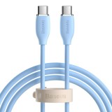 USB Type-C töltő- és adatkábel, USB Type-C, 200 cm, 5000 mA, 100W, gyorstöltés, Baseus Jelly Liquid Silica Gel, CAGD030103, kék (RS121988) - Adatkábel