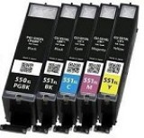 Utángyártott Canon CLI-551 Bk, C, M, Y + PGI-550Bk  tintapatron multipack