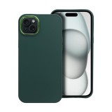 Utángyártott Frame iPhone 15 Plus közepesen ütésálló tok kameravédő kerettel, zöld