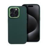 Utángyártott Frame iPhone 15 Pro közepesen ütésálló tok kameravédő kerettel, zöld