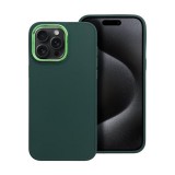 Utángyártott Frame iPhone 15 Pro Max közepesen ütésálló tok kameravédő kerettel, zöld