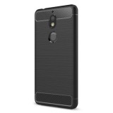 Utángyártott Huawei Honor 7X, TPU szilikon tok, közepesen ütésálló, szálcsiszolt, karbon minta, Fekete