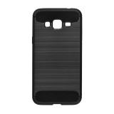 Utángyártott Huawei Y7 Prime, TPU szilikon tok, közepesen ütésálló, szálcsiszolt, karbon minta, Fekete