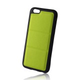 Utángyártott Microsoft Lumia 435, TPU szilikon tok, bőrhatású textil bevonat, Zöld