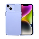 Utángyártott Slide Apple iPhone 14 Plus, kameravédős szilikon tok, levendula