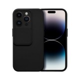 Utángyártott Slide Apple iPhone 14 Pro, kameravédős szilikon tok, fekete