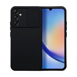 Utángyártott Slide Samsung Galaxy A34 5G, kameravédős szilikon tok, fekete