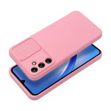 Utángyártott Slide Samsung Galaxy A34 5G, kameravédős szilikon tok, rózsaszín