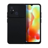 Utángyártott Slide Xiaomi Redmi 12C, kameravédős szilikon tok, fekete