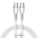 USB Type-C töltő- és adatkábel, USB Type-C, 100 cm, 5000 mA, 100W, gyorstöltés, PD, cipőfűző minta, Baseus Cafule Metal, CATJK-C02, fehér (RS120670) - Adatkábel