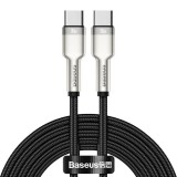 USB Type-C töltő- és adatkábel, USB Type-C, 200 cm, 5000 mA, 100W, gyorstöltés, PD, cipőfűző minta, Baseus Cafule Metal, CATJK-D01, fekete (RS122138) - Adatkábel