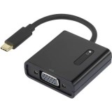 USB - VGA átalakító adapter, 1x USB C dugó - 1x VGA aljzat, aranyozott, fekete, Renkforce (RF-4472889) - Átalakítók