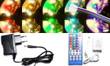 V-Tac 10m hosszú 31Wattos, infravörös távirányítós vezérlő, adapteres RGB-WW LED szalag (600db 5050 SMD LED)