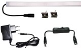 V-Tac 50cm-es 10 Wattos, 12 Voltos melegfehér LED, opál, keskeny alumínium profilban, adapterrel, lengőkapcsolóval (117db 2835 SMD LED)