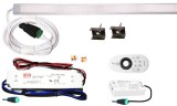 V-Tac 100cm-es 20 Wattos, 12 Voltos középfehér LED, opál, keskeny alumínium profilban, fix tápegységgel, 2.4G-s rádiófrekvenciás 4-zónás FUT007 távirányítós vezérlővel (240db 2835 SMD LED)