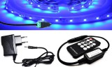 V-Tac 10m hosszú 14Wattos, RF távirányítós, mini vezérlős, 12V adapteres kék LED szalag (600db 2835 SMD LED)