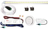 V-Tac 150cm-es 30 Wattos, 12 Voltos középfehér LED átlátszó keskeny alumínium profilban, fix tápegységgel, 2.4G-s rádiófrekvenciás 1-zónás fali távirányítós vezérlővel (360db 2835 SMD LED)