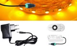 V-Tac 1m hosszú 13Wattos, RF 4 zónás FUT007 távirányítós, vezérlős, adapteres sárga LED szalag (60db 5050 SMD LED)