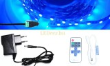 V-Tac 1m hosszú 13Wattos, RF távirányítós, mini vezérlős, 12V adapteres kék LED szalag (60db 5050 SMD LED)