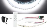 V-Tac 2,5 méteres 25W 300 LED-es hidegfehér futófény LED szalag szett 28 programos RF távirányítós vezérlővel, 24 Voltos adapterrel