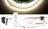 V-Tac 2,5 méteres 25W 300 LED-es középfehér futófény LED szalag szett 28 programos RF távirányítós vezérlővel, 24 Voltos adapterrel