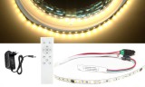 V-Tac 2,5 méteres 25W 300 LED-es melegfehér futófény LED szalag szett 28 programos RF távirányítós vezérlővel, 24 Voltos adapterrel