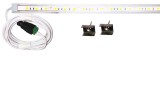 V-Tac 200cm-es 22 Wattos, 12 Voltos borostyán LED átlátszó keskeny alumínium profilban, tápegység nélkül, 2 méteres vezetékkel (120db 5050 SMD LED)
