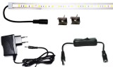 V-Tac 200cm-es 25 Wattos, 12 Voltos borostyán LED átlátszó keskeny alumínium profilban, adapterrel, lengőkapcsolóval (120db 5050 SMD LED)