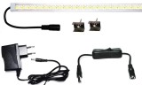 V-Tac 200cm-es 40 Wattos, 12 Voltos hidegfehér LED átlátszó keskeny alumínium profilban, adapterrel, lengőkapcsolóval (477db 2835 SMD LED)